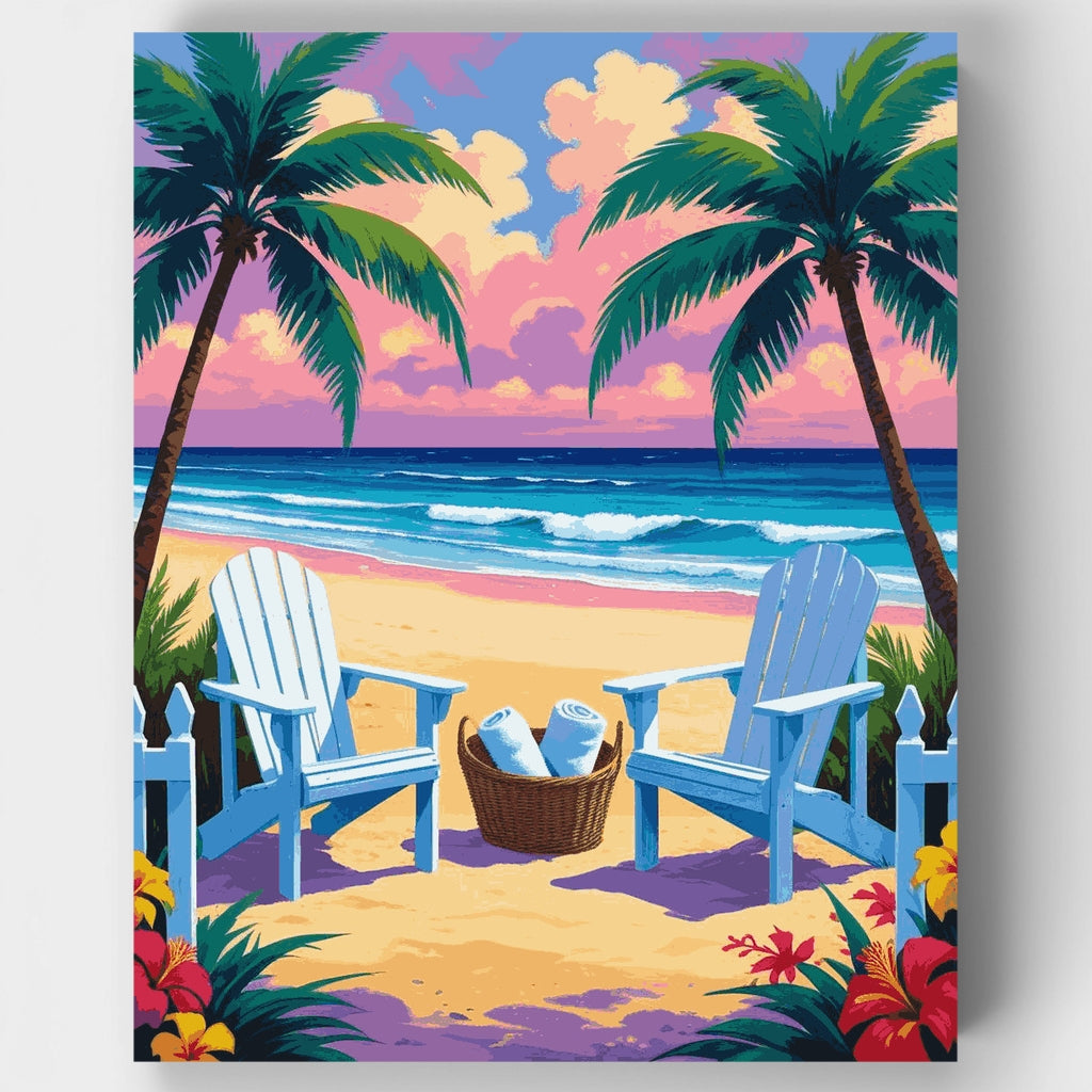 Tropical Beach Chairs Paradise - Paint by Numbers Kit