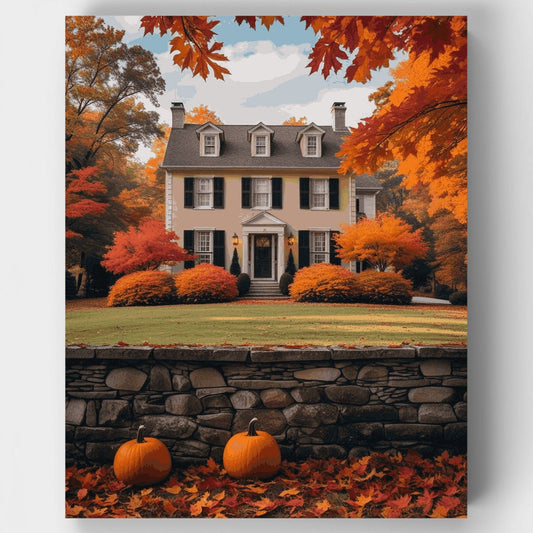 Autumn Colonial House - Paint by Numbers Kit
