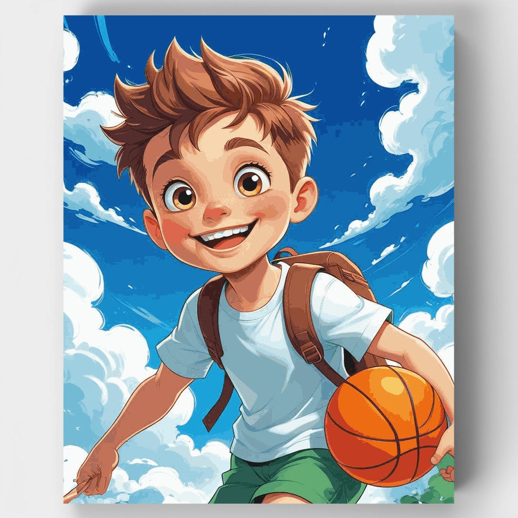 Aventura alegre de baloncesto: kit de pintura por números — Estándar