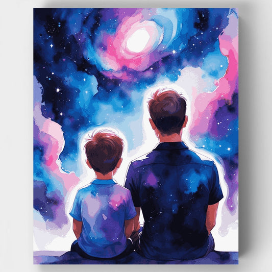 Father and Son Stargazing - Paint by Numbers Kit
