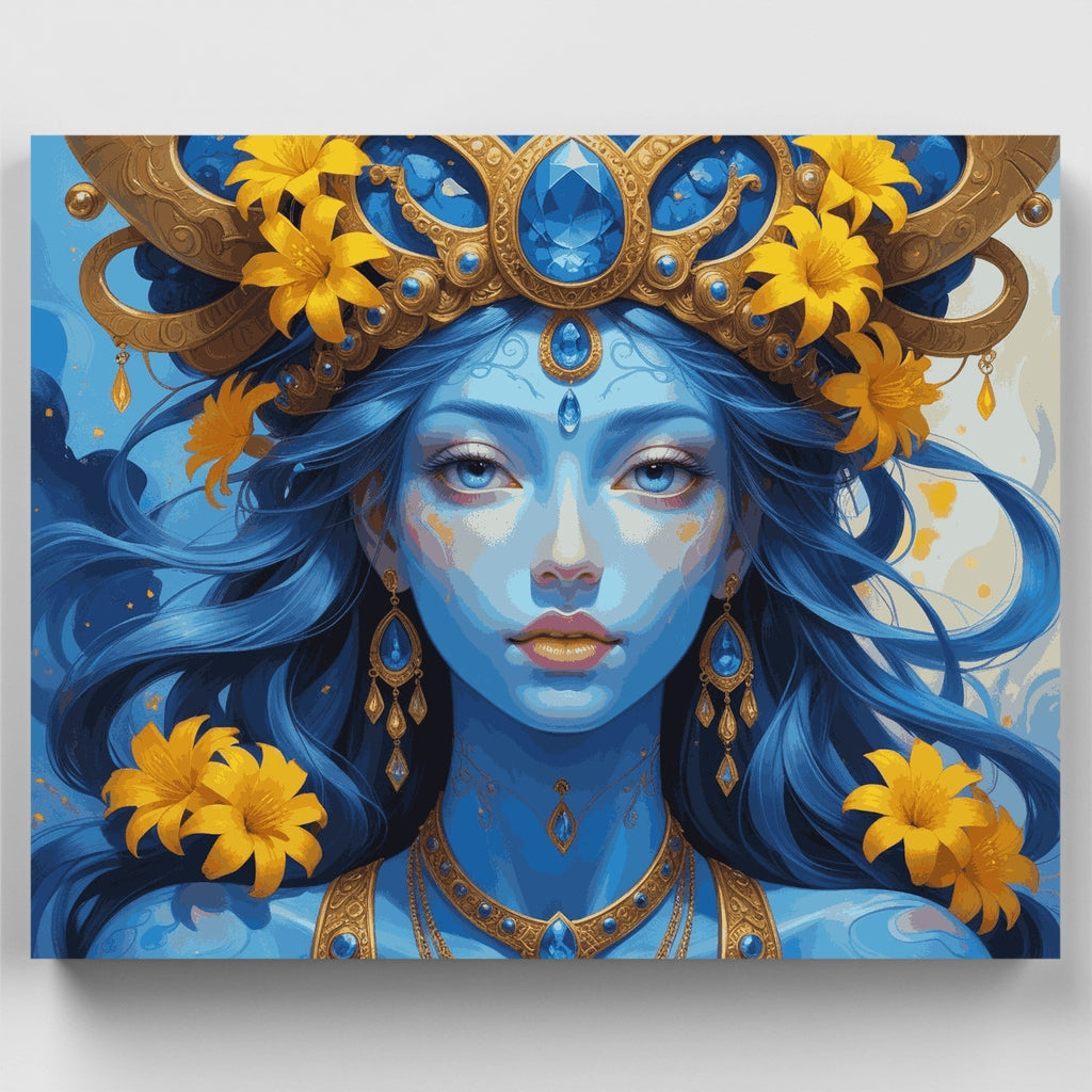 Blue Deity with Golden Crown - Paint by Numbers Kit