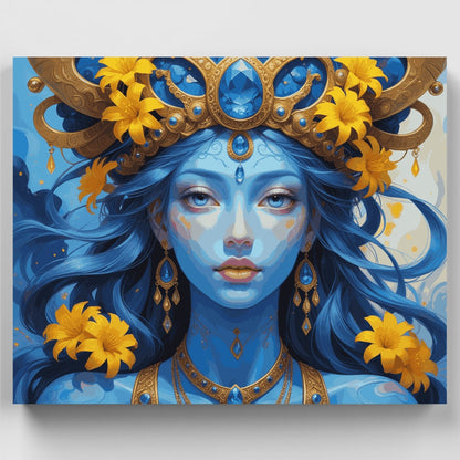 Blue Deity with Golden Crown - Paint by Numbers Kit