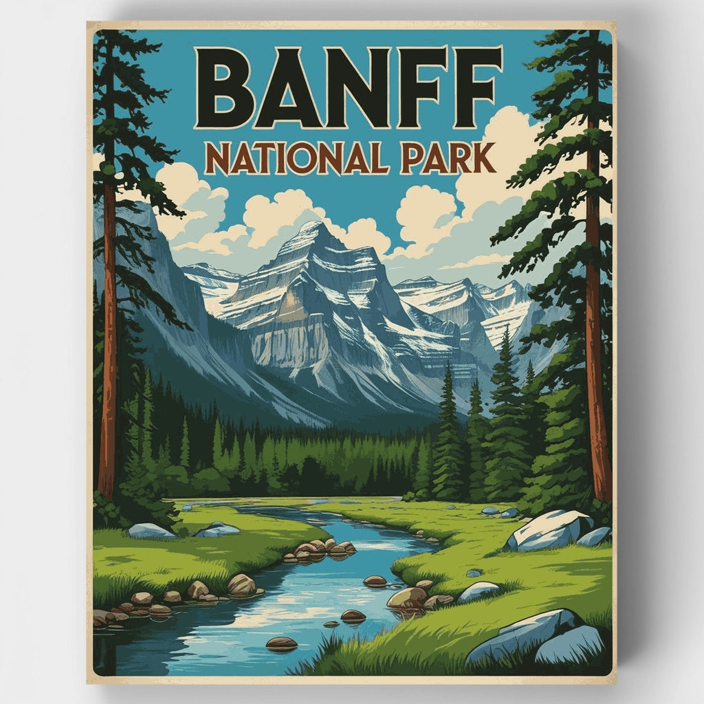 Kit de pintura por números - Arroyo del valle de montaña de Banff — Estándar