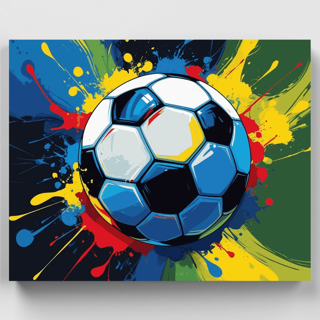 Kit de pintura por números: Salpicadura de balón de fútbol vibrante — Estándar