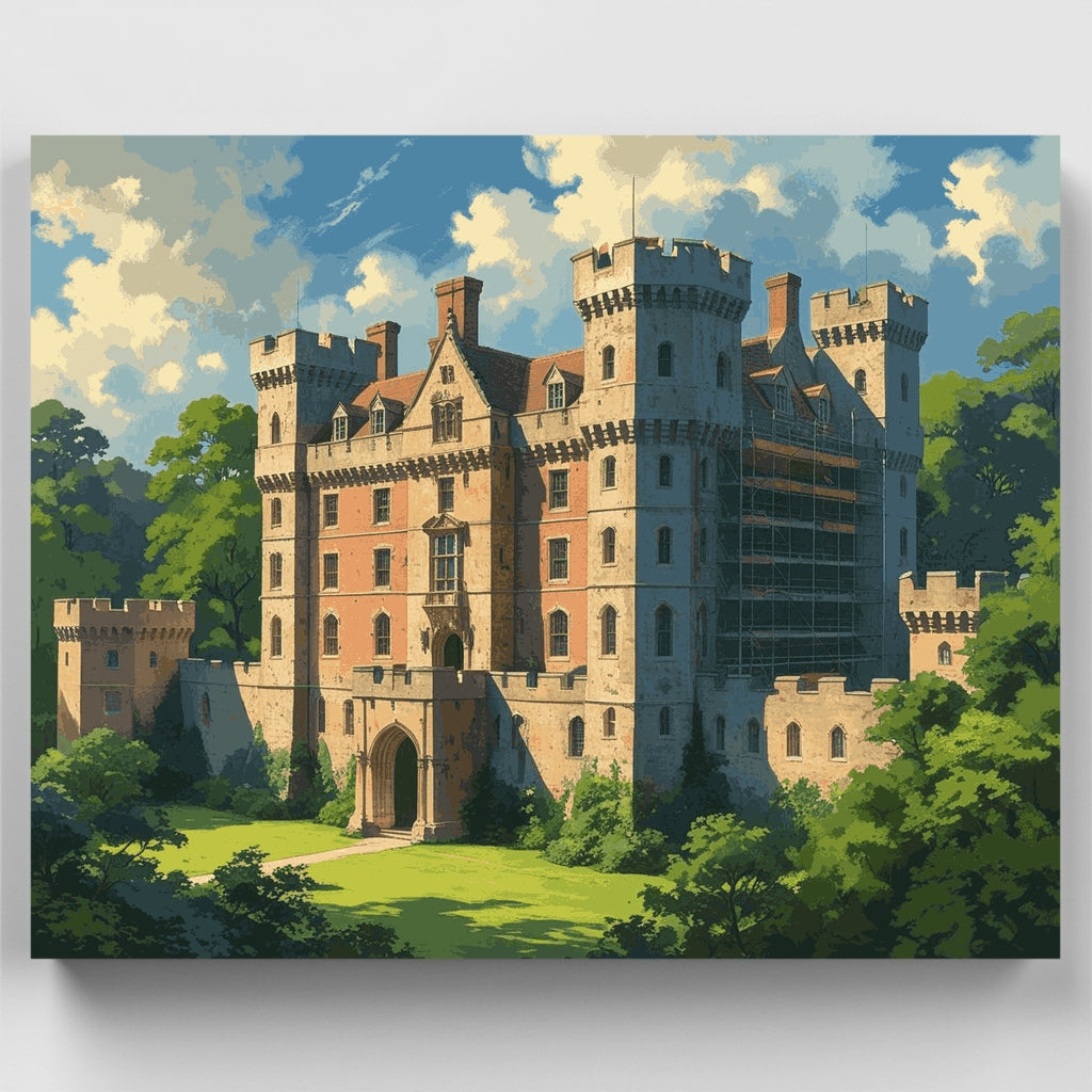 Medieval Castle in Lush Countryside - Paint by Numbers Kit