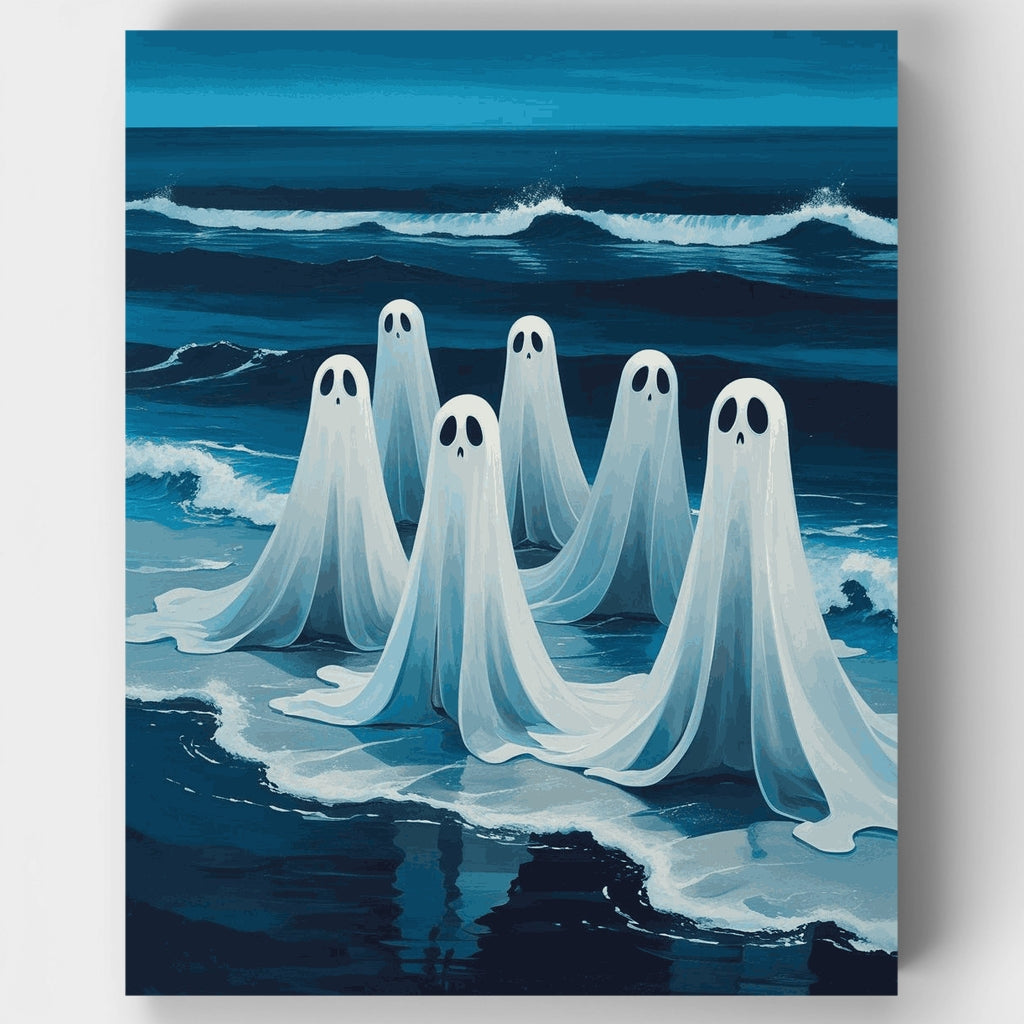 Espíritus fantasmales junto al océano - Kit de pintura por números — Estándar