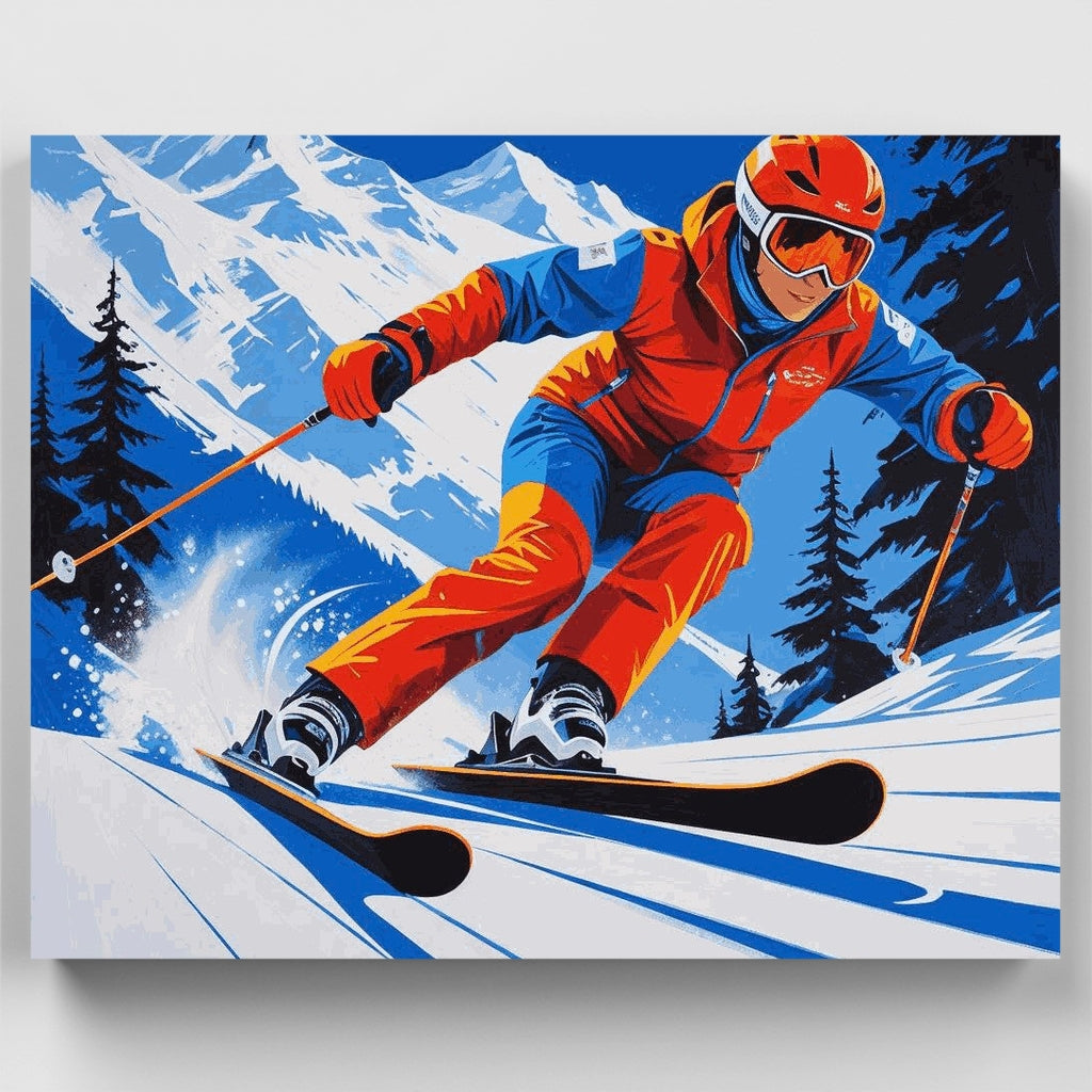 Esquiador alpino en acción - Kit de pintura por números — Estándar