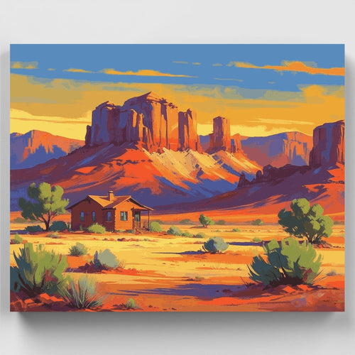 Desert Cottage Sunset - Paint by Numbers Kit