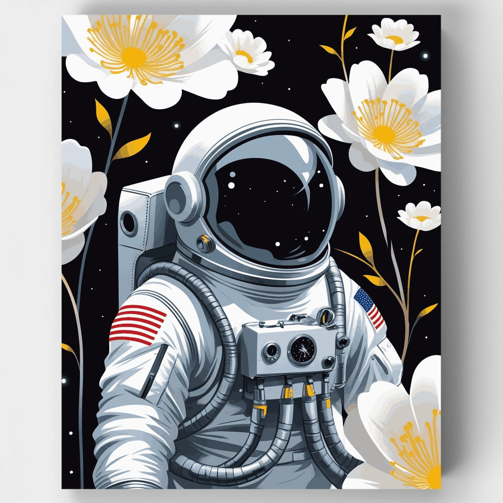 Astronauta cósmico con flores - Kit de pintura por números — Estándar