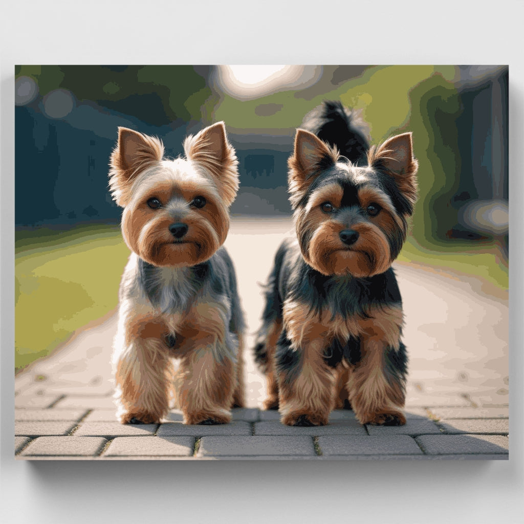 Retrato de dúo de Yorkshire Terrier - Kit de pintura por números — Estándar