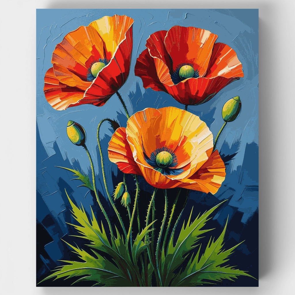 Amapolas naranjas vibrantes - Kit de pintura por números — Estándar