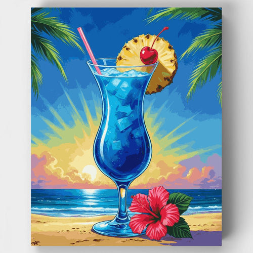 Tropical Blue Lagoon Cocktail - Paint by Numbers Kit