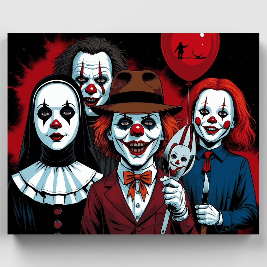 Kit de pintura por números - Personajes de payasos de terror — Estándar