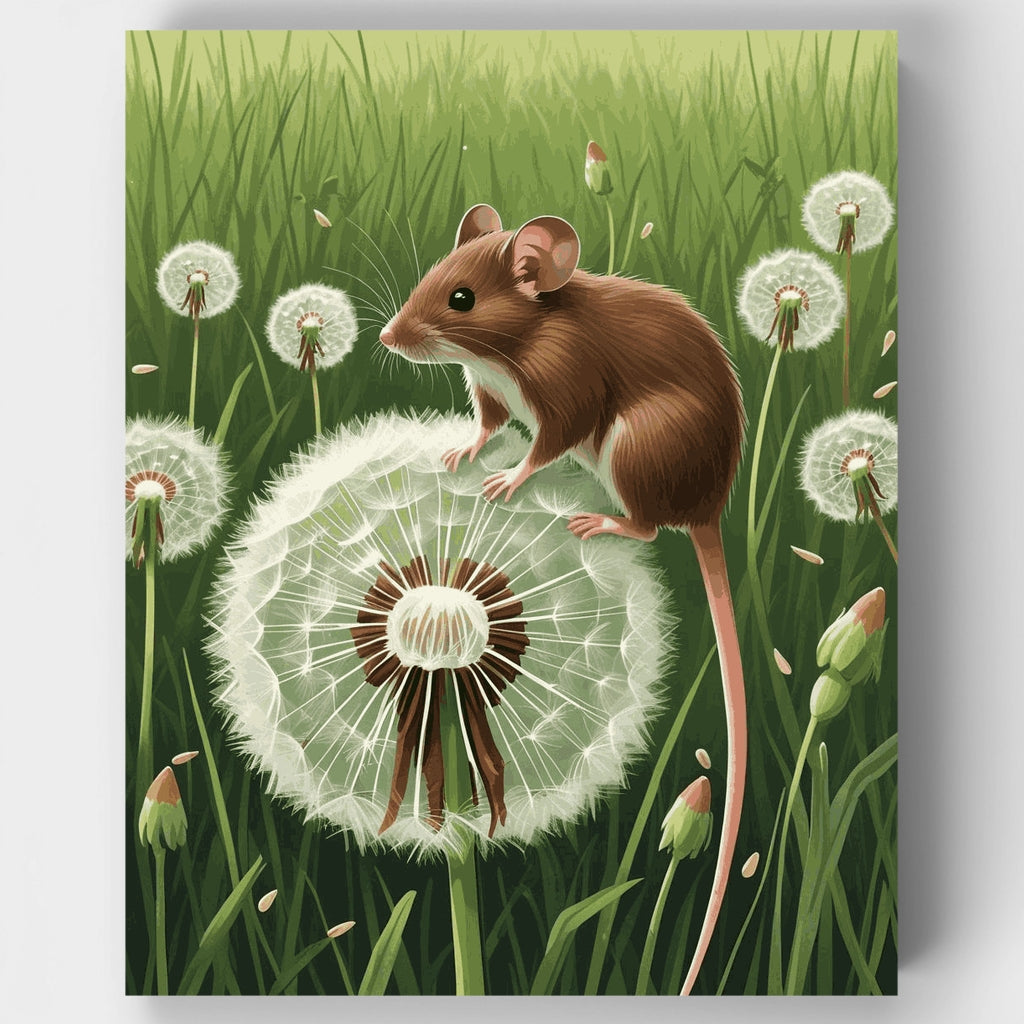 Ratón en prado de diente de león - Kit de pintura por números — Estándar
