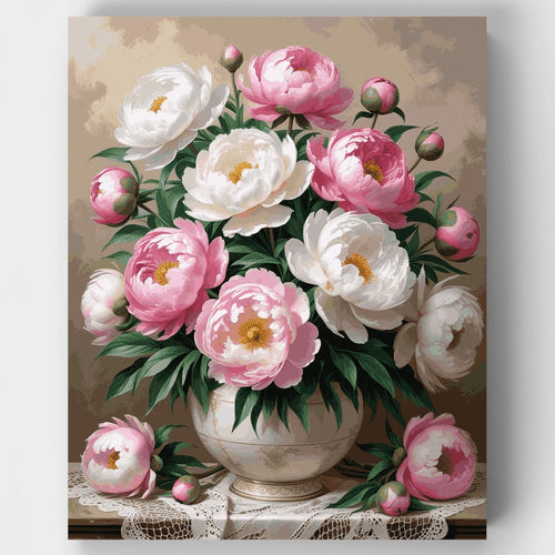 Elegant Peonies in Vintage Vase - Paint by Numbers Kit