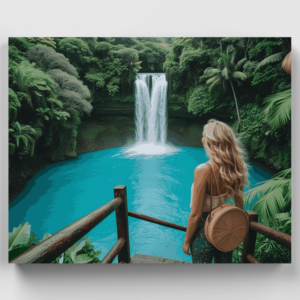 Laguna de la cascada turquesa - Kit de pintura por números — Estándar