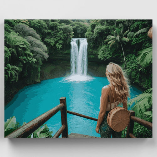 Turquoise Waterfall Lagoon - Paint by Numbers Kit