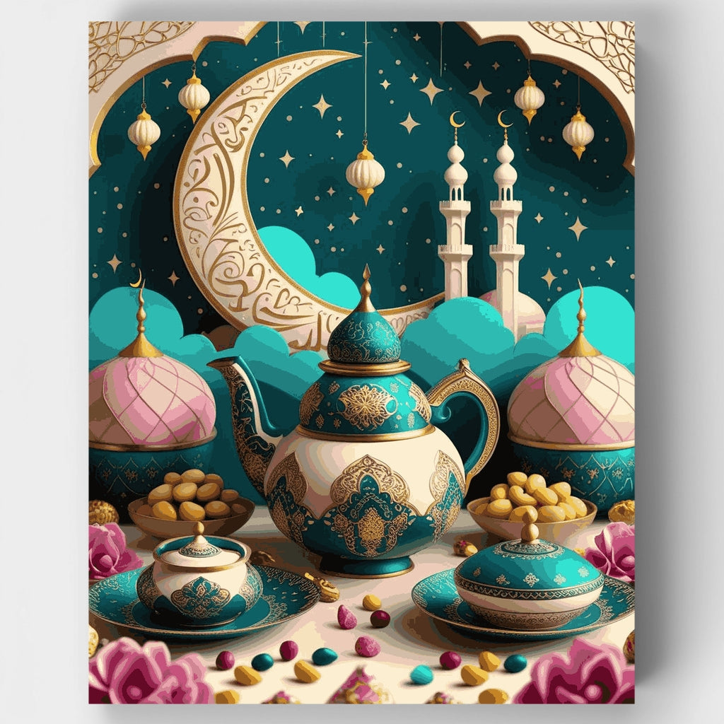 Juego de té islámico con media luna - Kit de pintura por números — Estándar