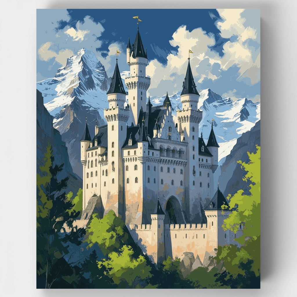 Castillo de cuento de hadas en los Alpes - Kit de pintura por números — Estándar