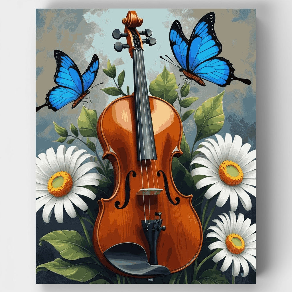 Violín y mariposas - Kit de pintura por números — Estándar