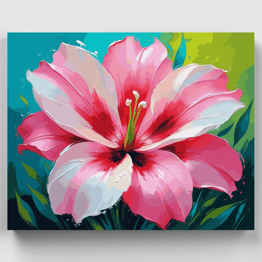 Kit de pintura por números: Lirio rosa vibrante en flor — Estándar