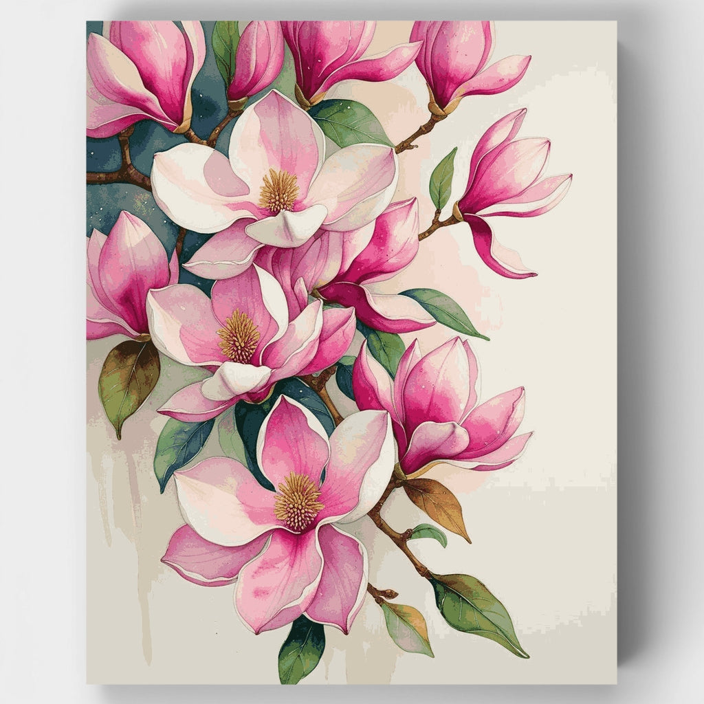 Pink Magnolia Blossoms - Paint by Numbers Kit
