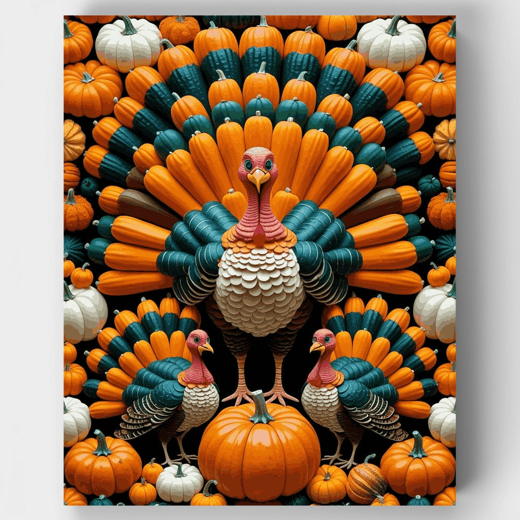Kit de pintura por números - Cosecha de calabaza y pavo — Estándar