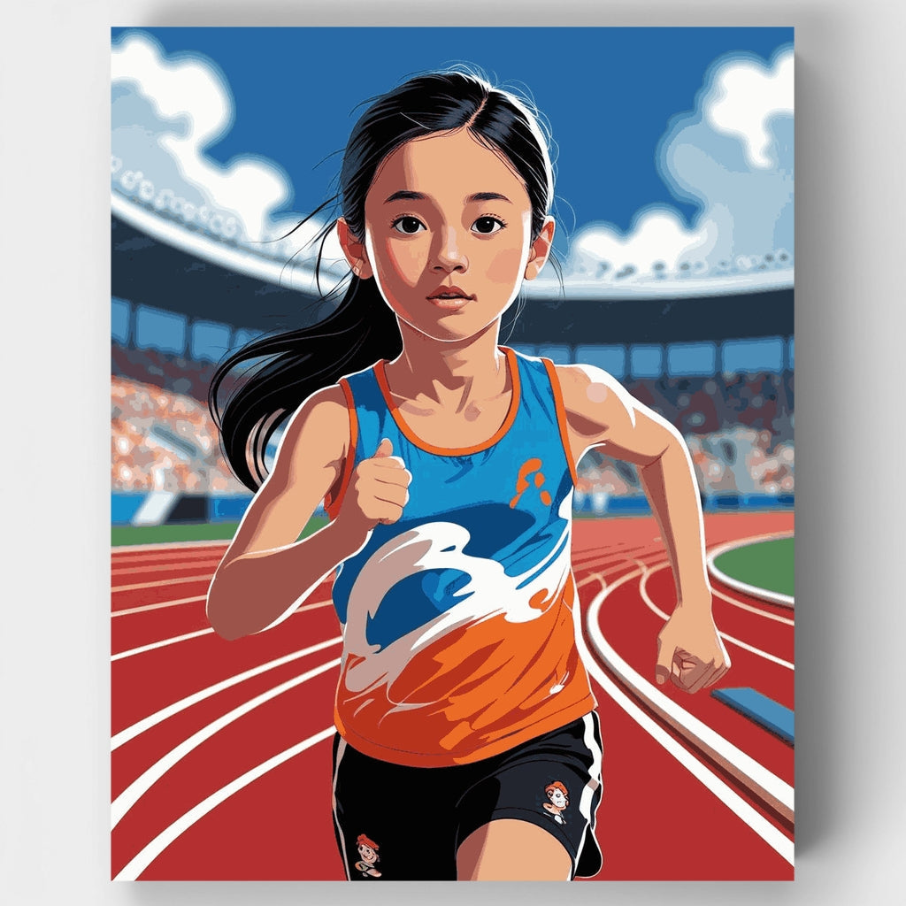 Young Athlete Running Track - Paint by Numbers Kit