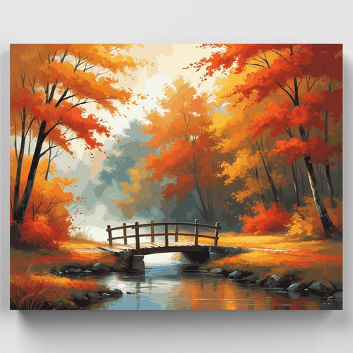 Autumn Forest Bridge - Paint by Numbers Kit