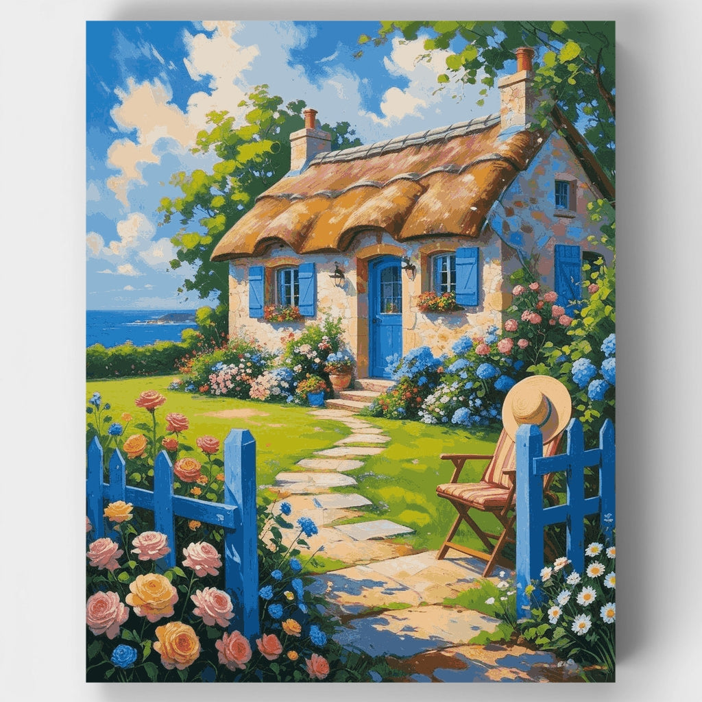 Charming Cottage Garden by the Sea - Paint by Numbers Kit
