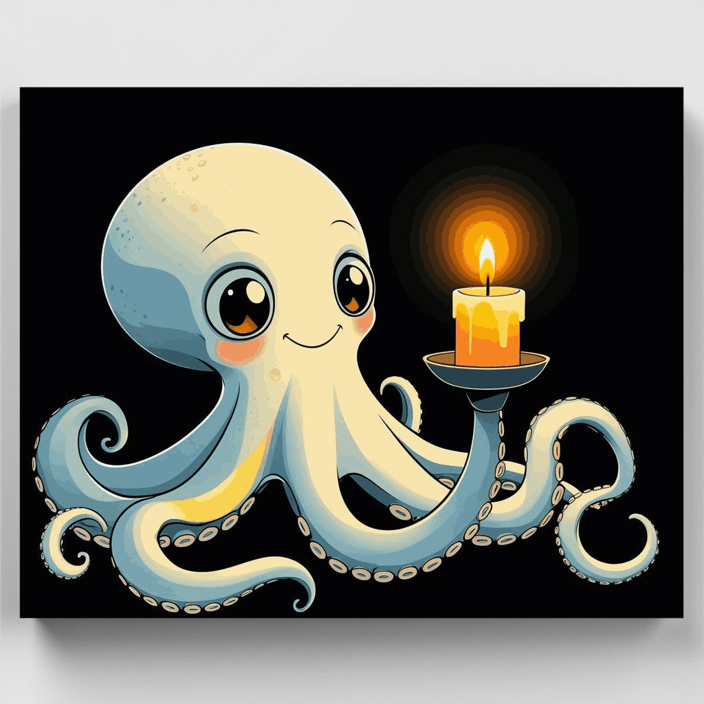 Cute Octopus with Candle - Paint by Numbers Kit