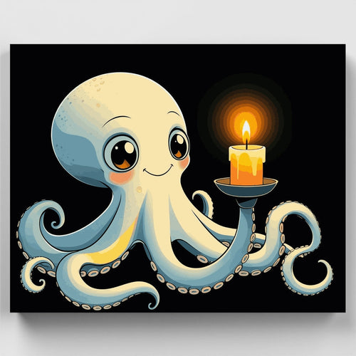 Cute Octopus with Candle - Paint by Numbers Kit