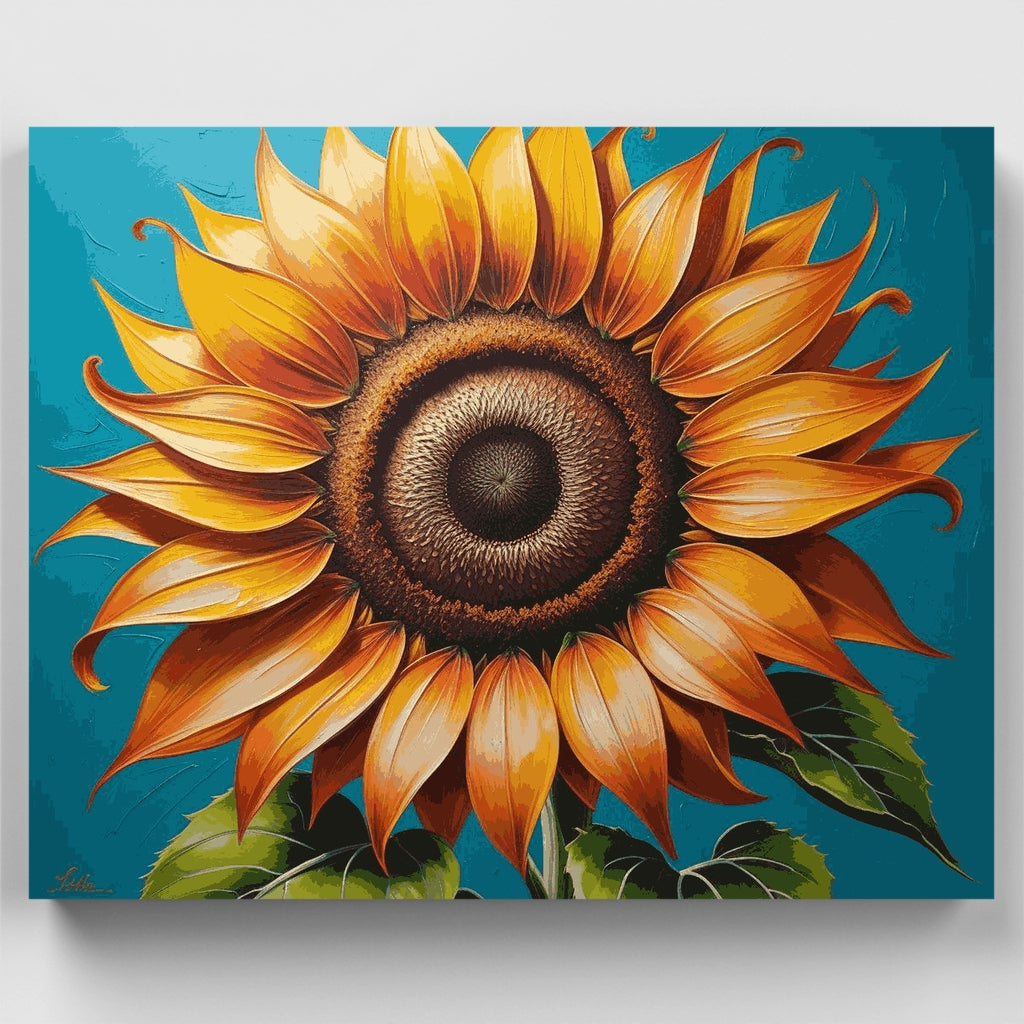 Kit de pintura por números: Girasol vibrante en flor — Estándar