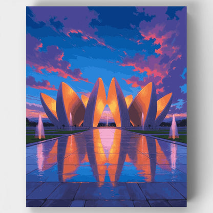 Lotus Monument at Sunset - Paint by Numbers Kit