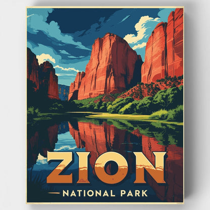 Zion Canyon River Reflection - Paint by Numbers Kit