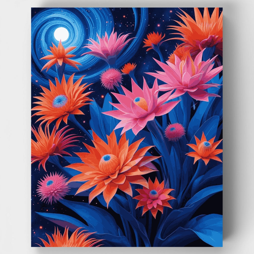 Flores nocturnas cósmicas - Kit de pintura por números — Estándar