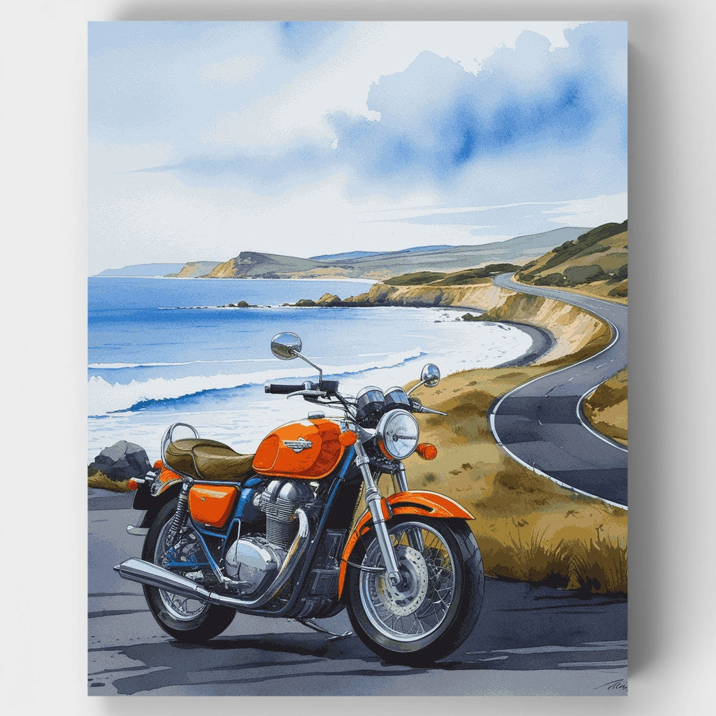 Aventura en motocicleta por la costa - Kit de pintura por números — Estándar
