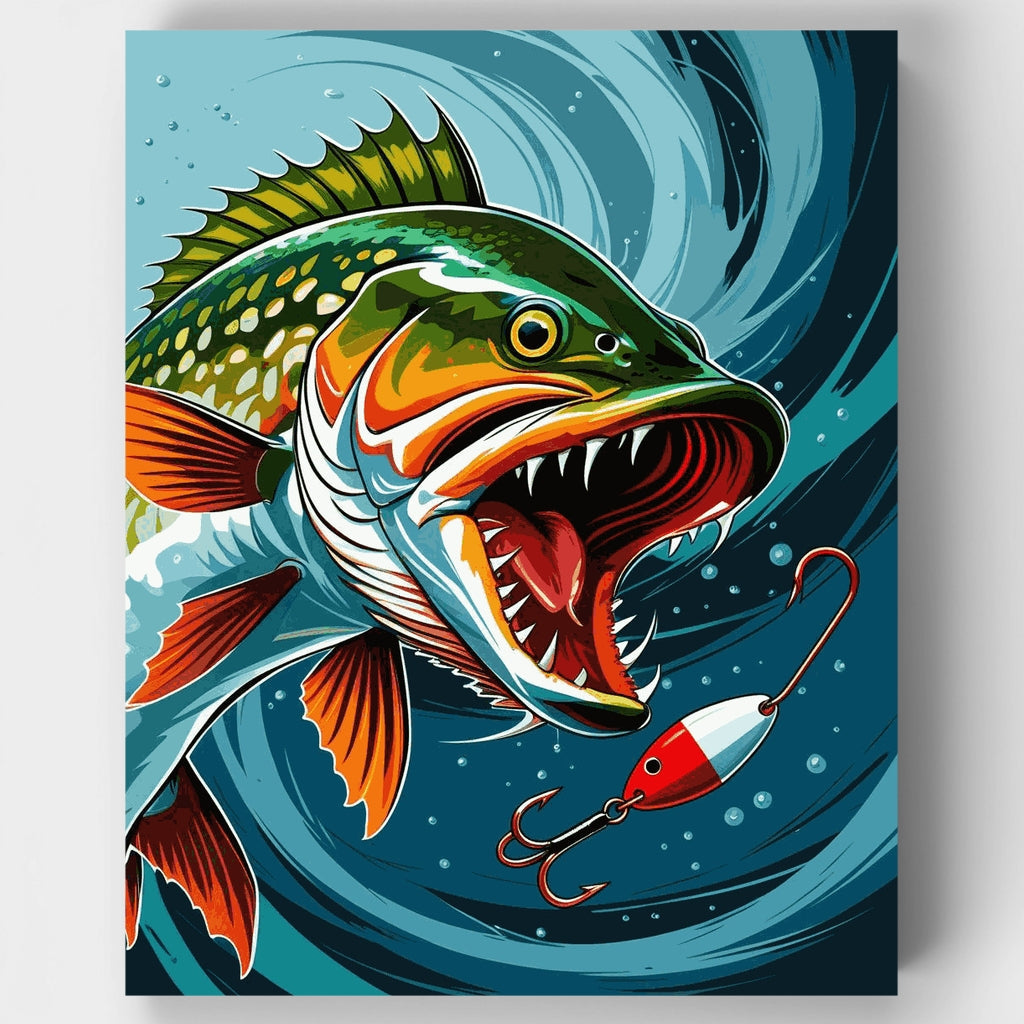 Fierce Pike Fishing Lure Strike - Paint by Numbers Kit
