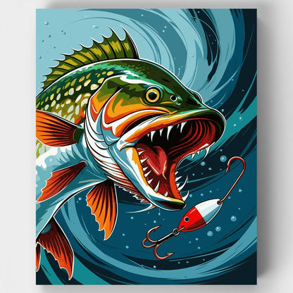 Fierce Pike Fishing Lure Strike - Paint by Numbers Kit