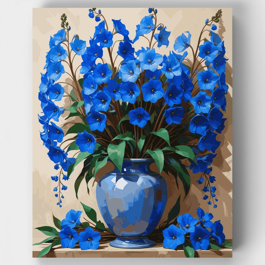 Blue Delphiniums in Vase - Paint by Numbers Kit