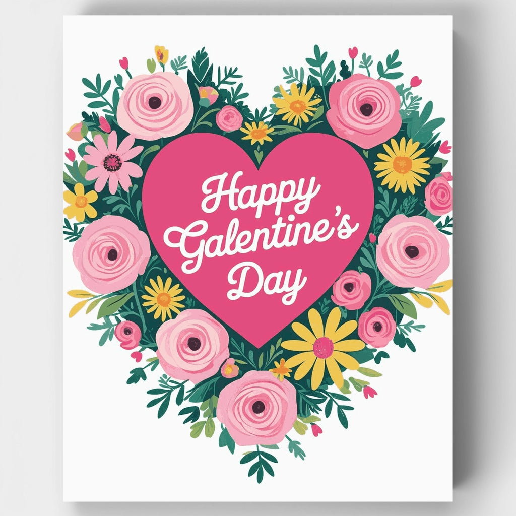 Kit de pintura por números - Corazón floral de Feliz Día de Galentine — Estándar