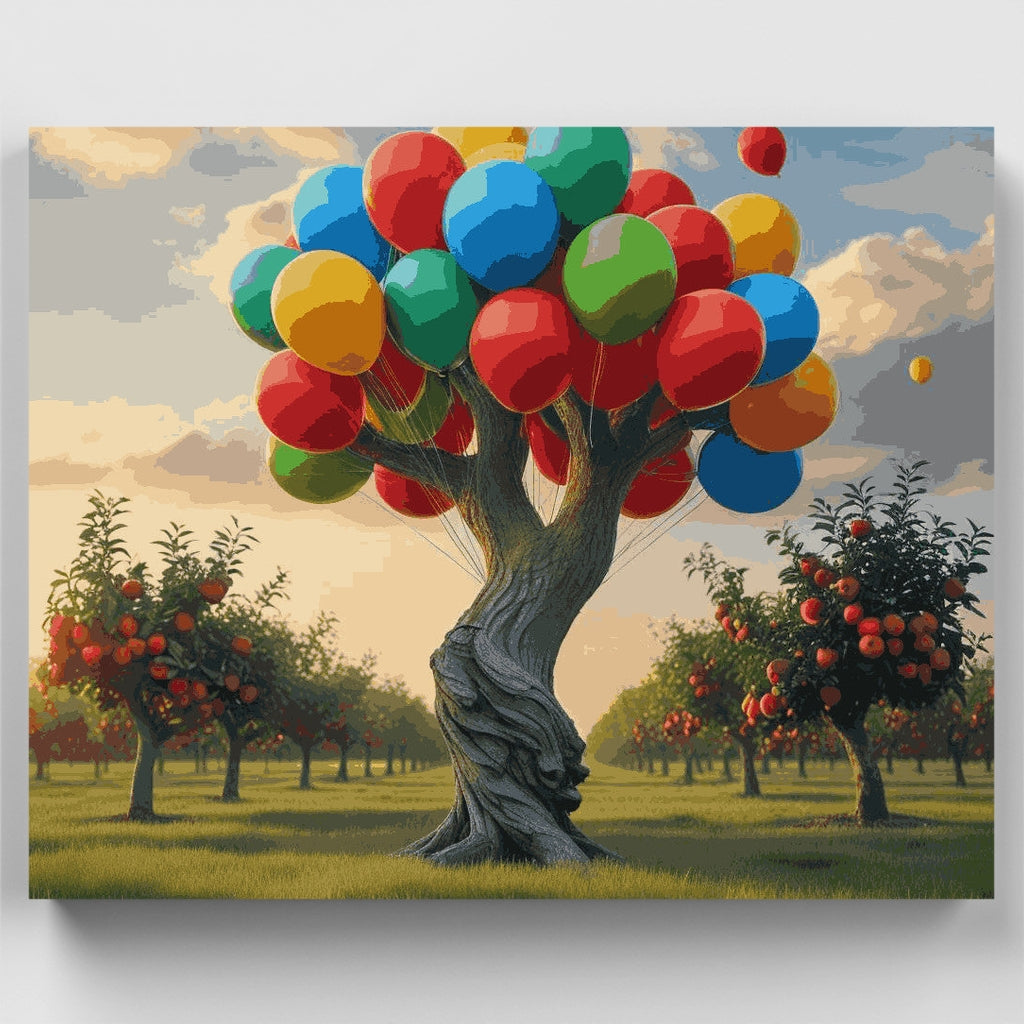 Árbol de globos en huerto de manzanas - Kit de pintura por números — Estándar