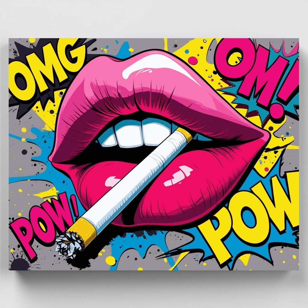 Labios Pop Art con cigarrillo - Kit de pintura por números — Estándar