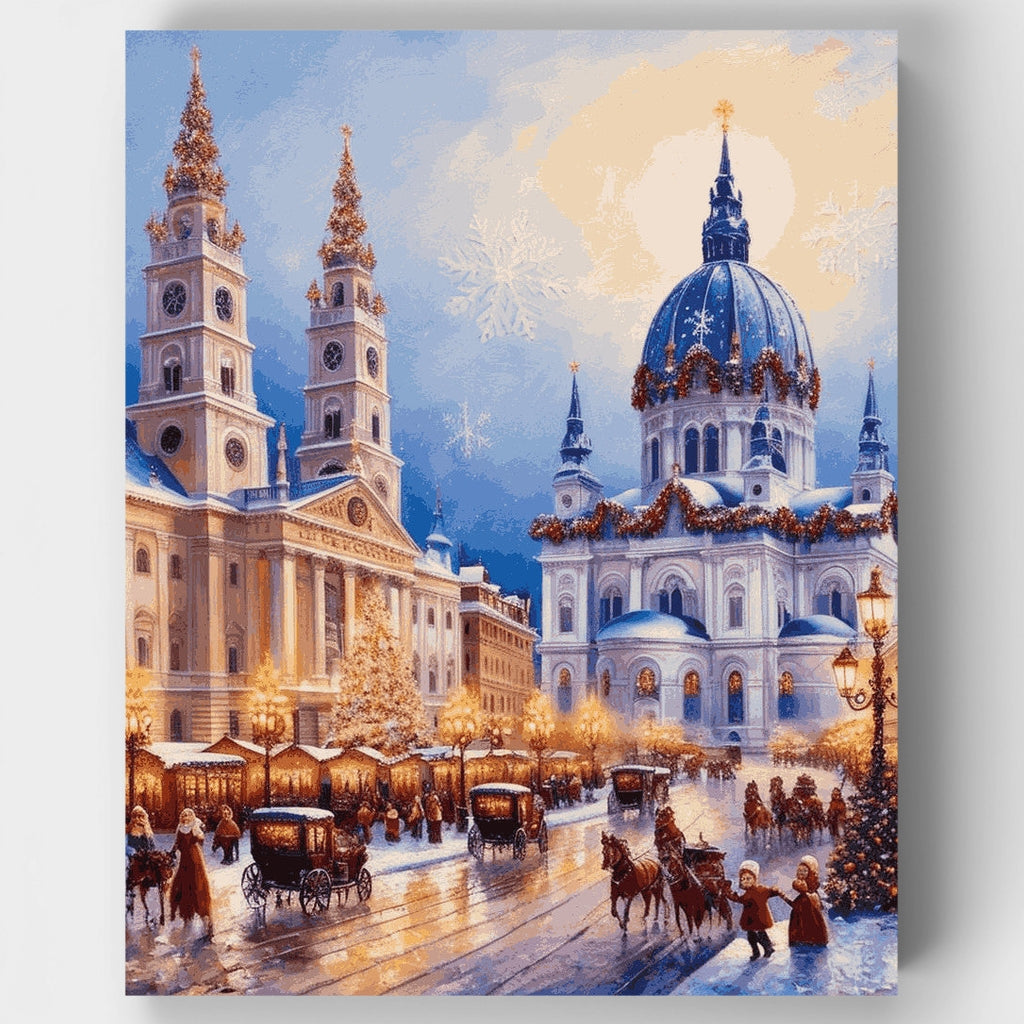 Mercado navideño de la Catedral de invierno - Kit de pintura por números — Estándar