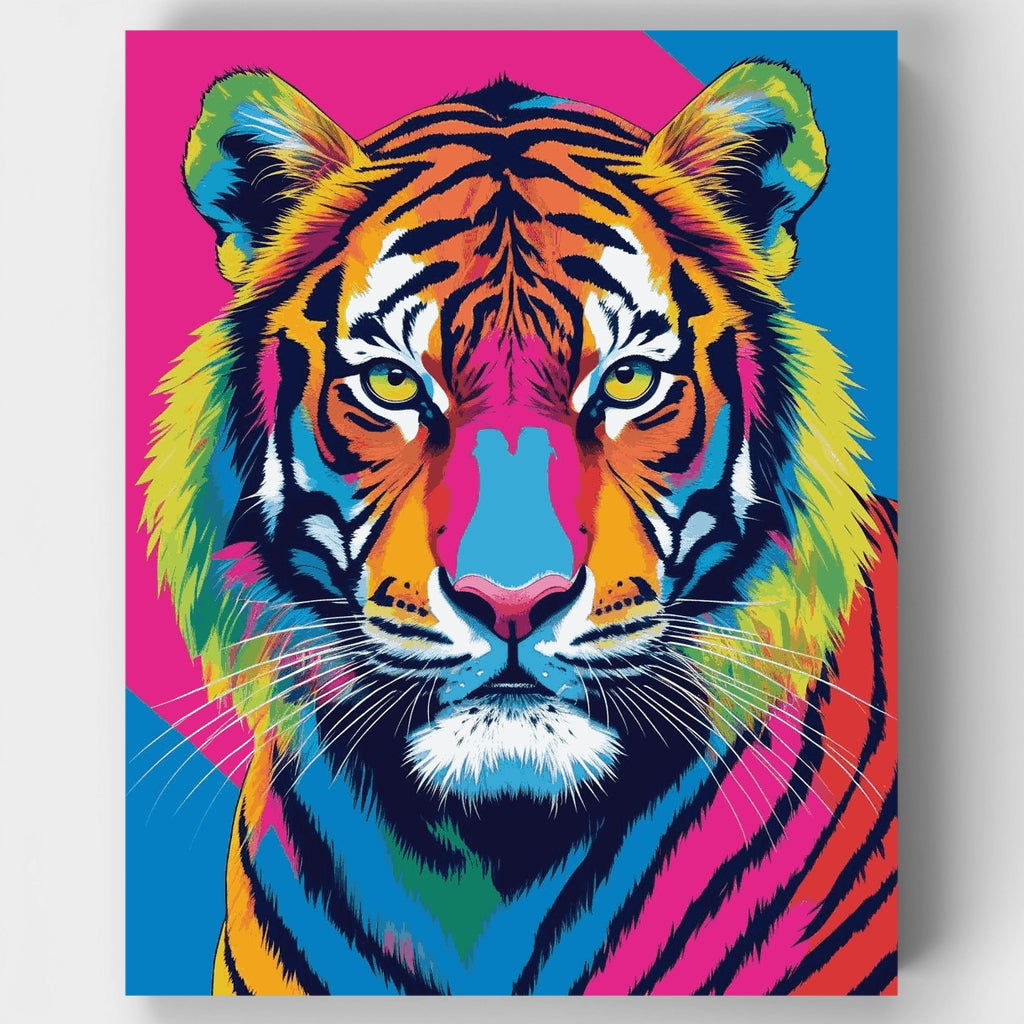 Kit de pintura por números: Tigre de arte pop vibrante — Estándar