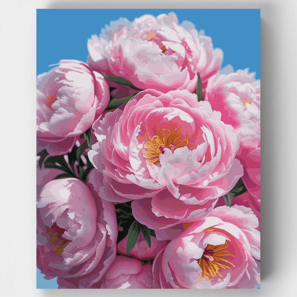 Ramo de peonías rosas suaves - Kit de pintura por números — Estándar