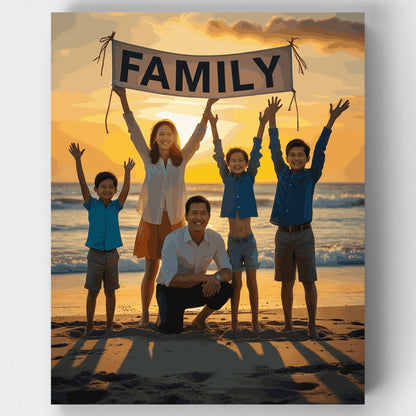 Beach Family Sunset - Paint by Numbers Kit