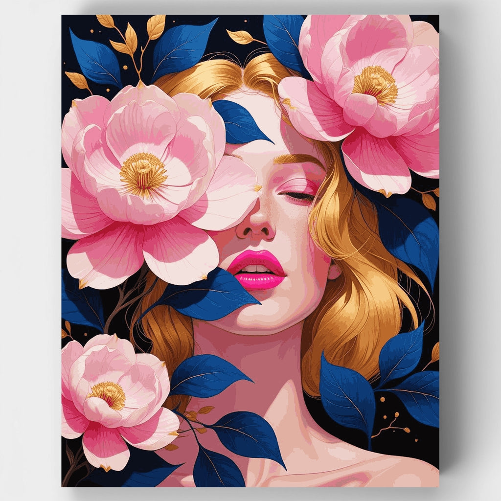 Retrato de Belleza Floreciente - Kit de Pintura por Números — Estándar