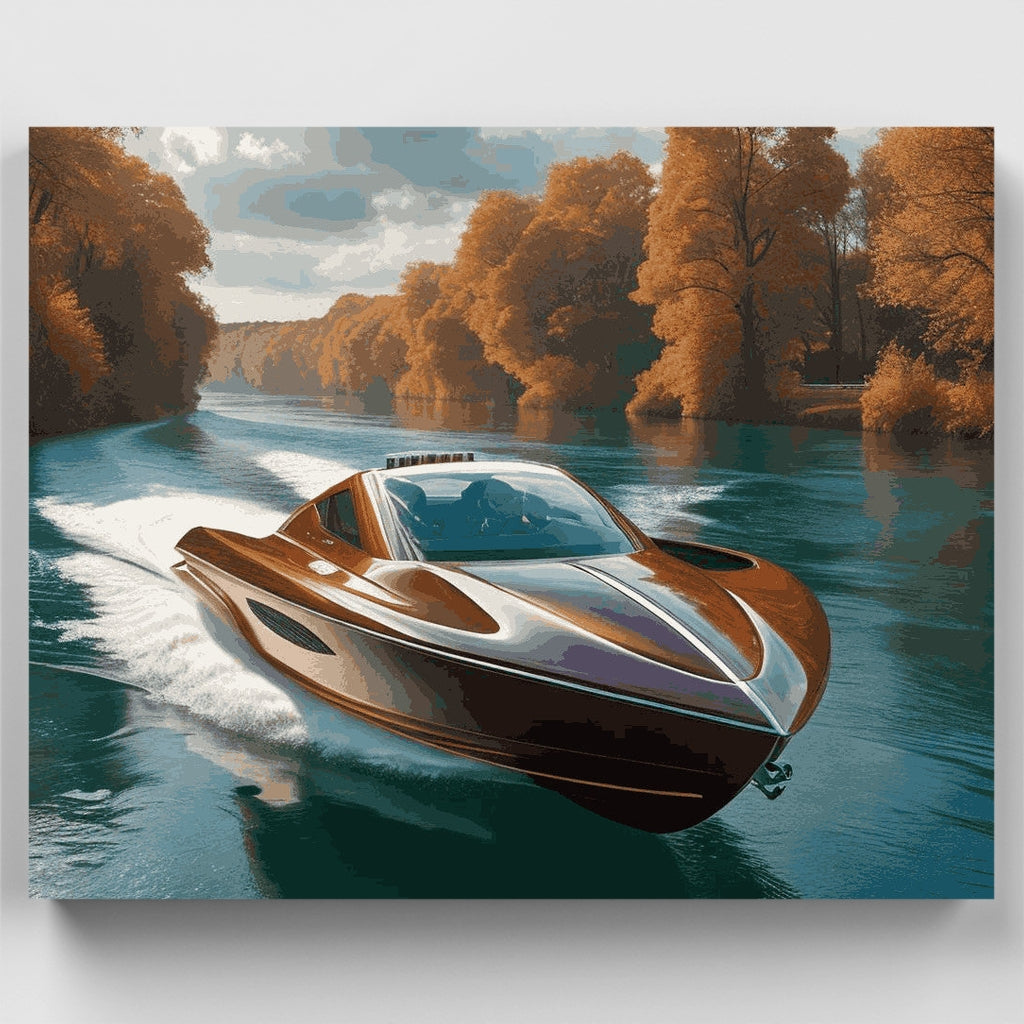 Kit de pintura por números - Lancha de lujo en otoño — Estándar