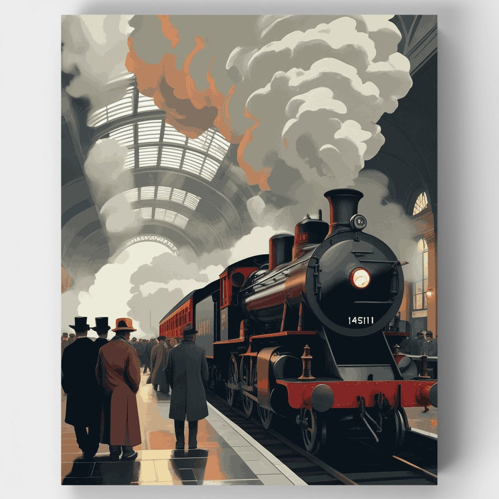 Estación de tren a vapor victoriana - Kit de pintura por números — Estándar